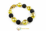 Luxury Glass and Lava Bracelet - Gold and Lava Stone