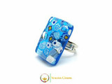 Murano Glass Ring 30x20mm - Azure