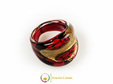 Murano Glass Ring 25mmx23mm, fixed band size - RED/GOLD/BLACK