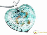Passione Heart Pendant - Aqua and Silver