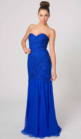 E403 STYLISH SIMPLE SILK GLAMOUR GOWN ROYAL BLUE
