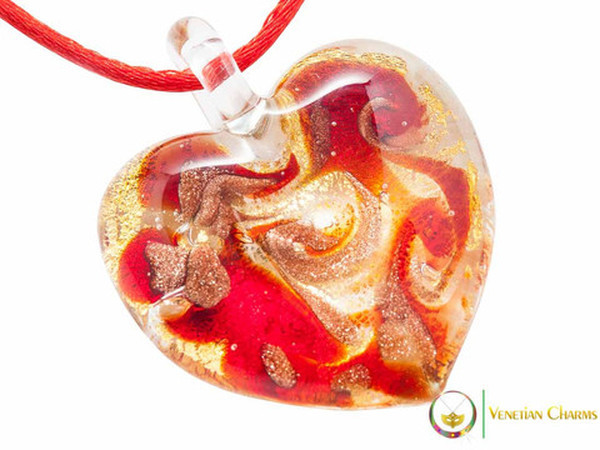 Passione Heart Pendant - Red and Gold