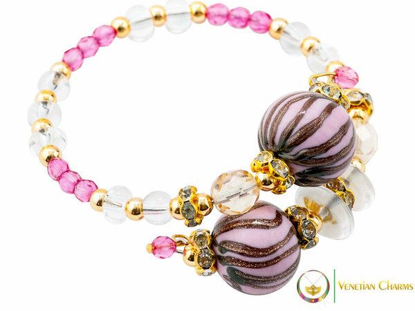 Perlage 2 Bracelet - Fuschia, Pink and Gold