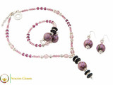 Perlage 2 Pendant Necklace Set - Pink & Purple