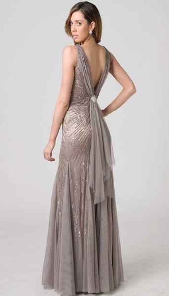 RC202A STUNNING BACK BEADED GLAMOUR GOWN MOCHA