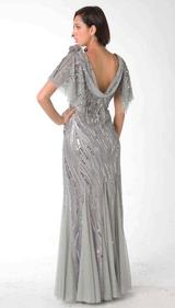 M103 SMOOTH SHIMMERY GLAM EVENING GOWN SILVER