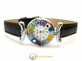 One Lady Chrome Murano Glass Watch - Black