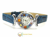 One Lady Chrome Murano Glass Watch - Blue