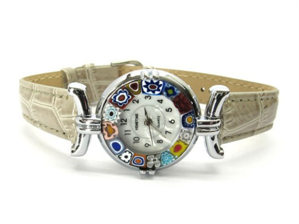 One Lady Chrome Murano Glass Watch - Clear Grey