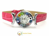 One Lady Chrome Murano Glass Watch - Fuschia