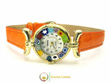 One Lady Gold Murano Glass Watch - Orange