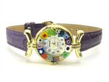 One Lady Gold Murano Glass Watch - Violet