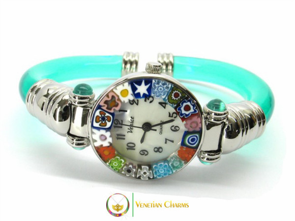 Serenissima Chrome Murano Glass Watch - Green