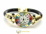 Serenissima Gold Murano Glass Watch - Black