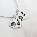 Double Handprint Silver Pendant - Chain Style Curb