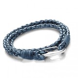 Denim Leather 4-Strand Double Wrap Bracelet, Shrimp Clasp, 20cm