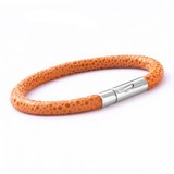 Orange Patterned Leather Bracelet, Raindrop Collection, 19cm