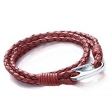 Rust Leather 4-Strand Double Wrap Bracelet, Shrimp Clasp, 19cm