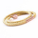Sage Raindrop Leather Bracelet, Double Wrap, Pearl & Dsic, 19cm