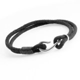 Black Suede Leather Bracelet, Fish Hook Fastening, 21cm