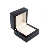 Black Wooden Ring Box, Cream Leatherette Interior